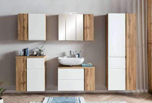 HOCHSCHRANK 65/180/35 cm  - Weiss/Eiche Wotan, Modern, Holzwerkstoff (65/180/35cm) - Held