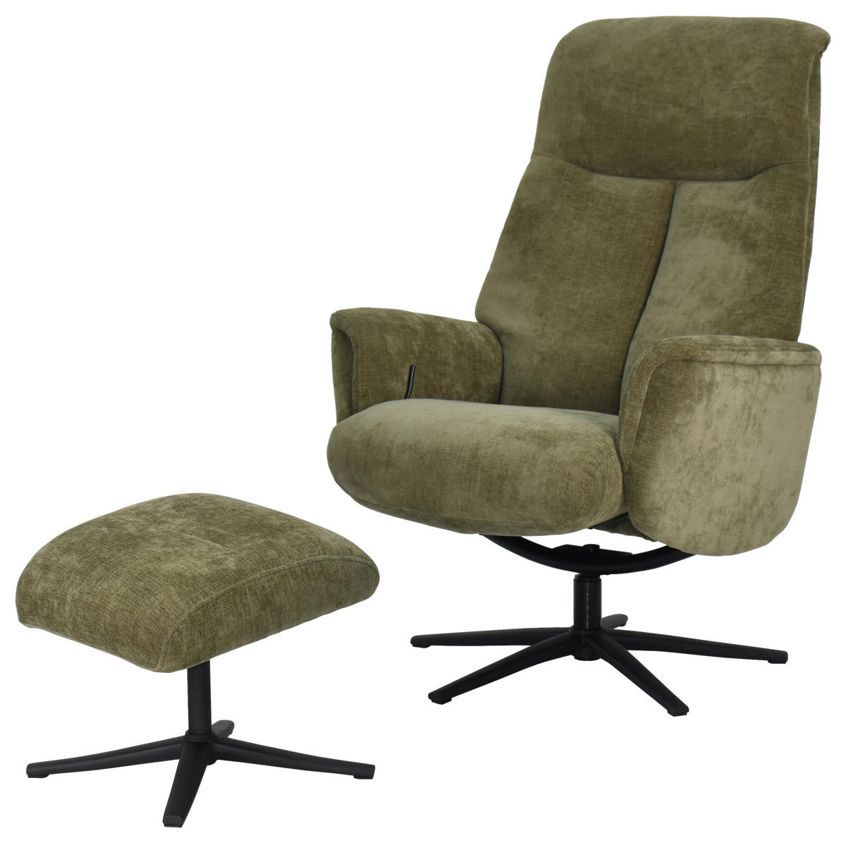 RELAXSESSELSET RELAVO Webstoff Hocker    - Schwarz/Grün, Design, Textil/Metall (72/109/86/111/81cm) - Livetastic