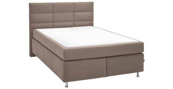 BOXSPRINGBETT 140/200 cm  in Hellbraun  - Hellbraun/Alufarben, KONVENTIONELL, Textil/Metall (140/200cm) - Dieter Knoll