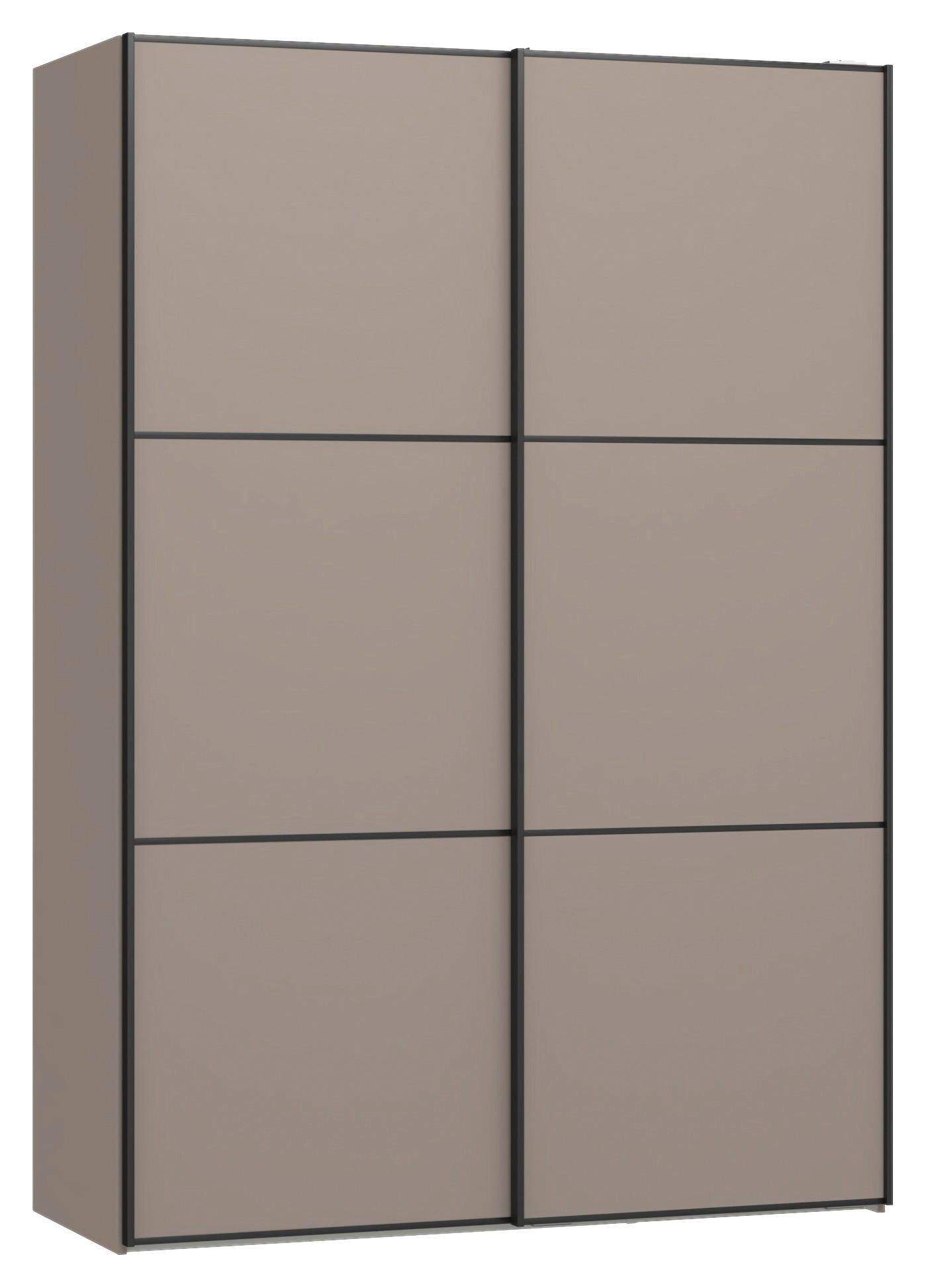 SCHWEBETÜRENSCHRANK 152/220/65 cm 2-türig Hellbraun  - Hellbraun/Schwarz, Design, Holzwerkstoff/Metall (152/220/65cm) - Jutzler