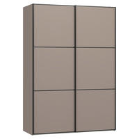 SCHWEBETÜRENSCHRANK 152/220/65 cm 2-türig Hellbraun  - Hellbraun/Schwarz, Design, Holzwerkstoff/Metall (152/220/65cm) - Jutzler