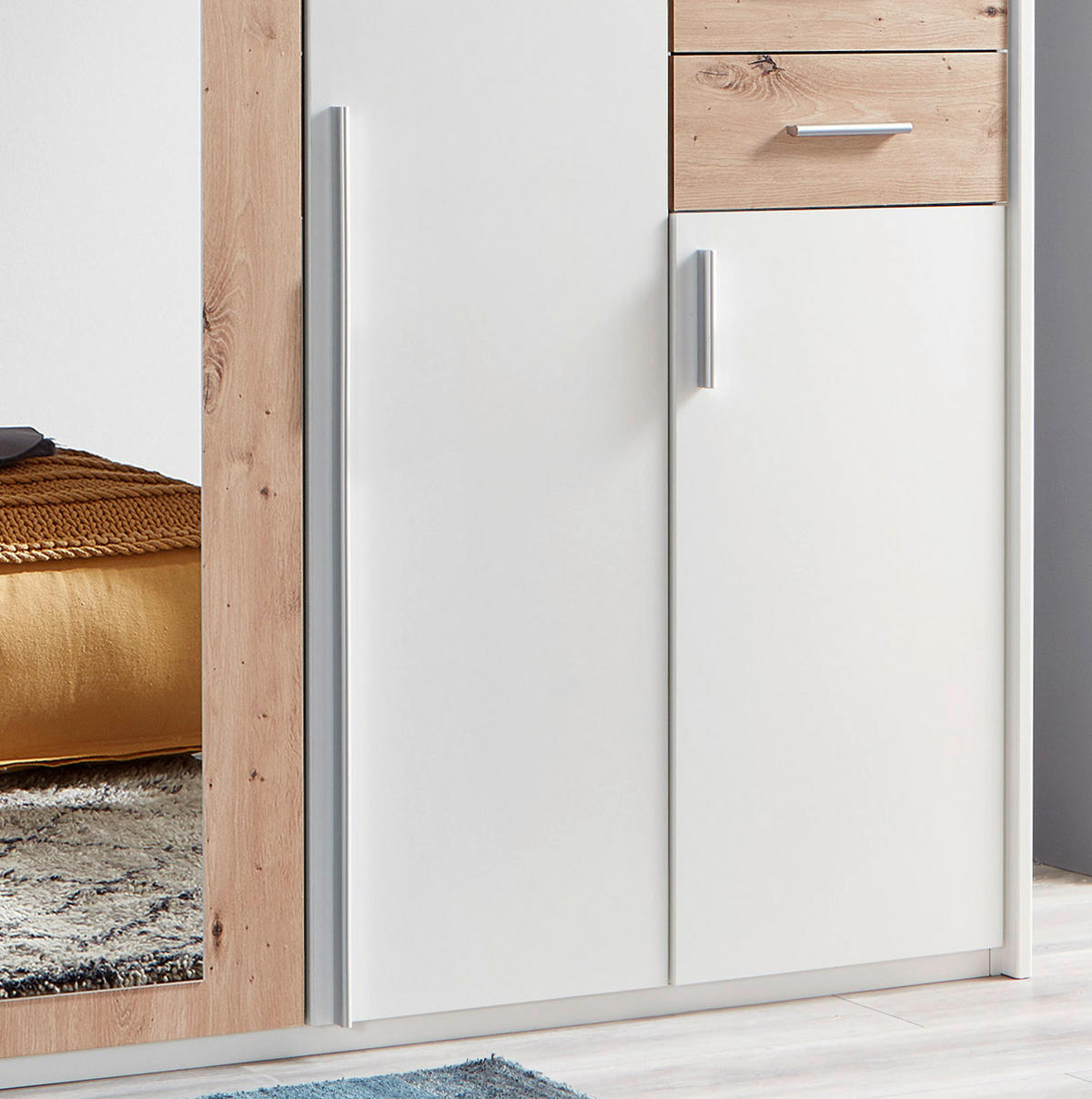 DREHTÜRENSCHRANK 270/208/58 cm 8-türig Weiß, Eiche Artisan  - Silberfarben/Weiß, Basics, Holzwerkstoff (270/208/58cm) - MID.YOU
