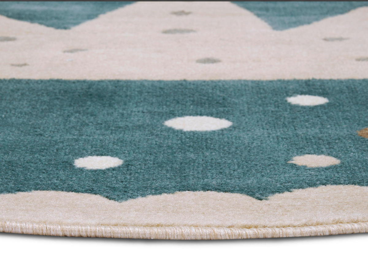 KINDERTEPPICH 100 cm Adventures  - Türkis/Creme, Design, Kunststoff/Textil (100cm)