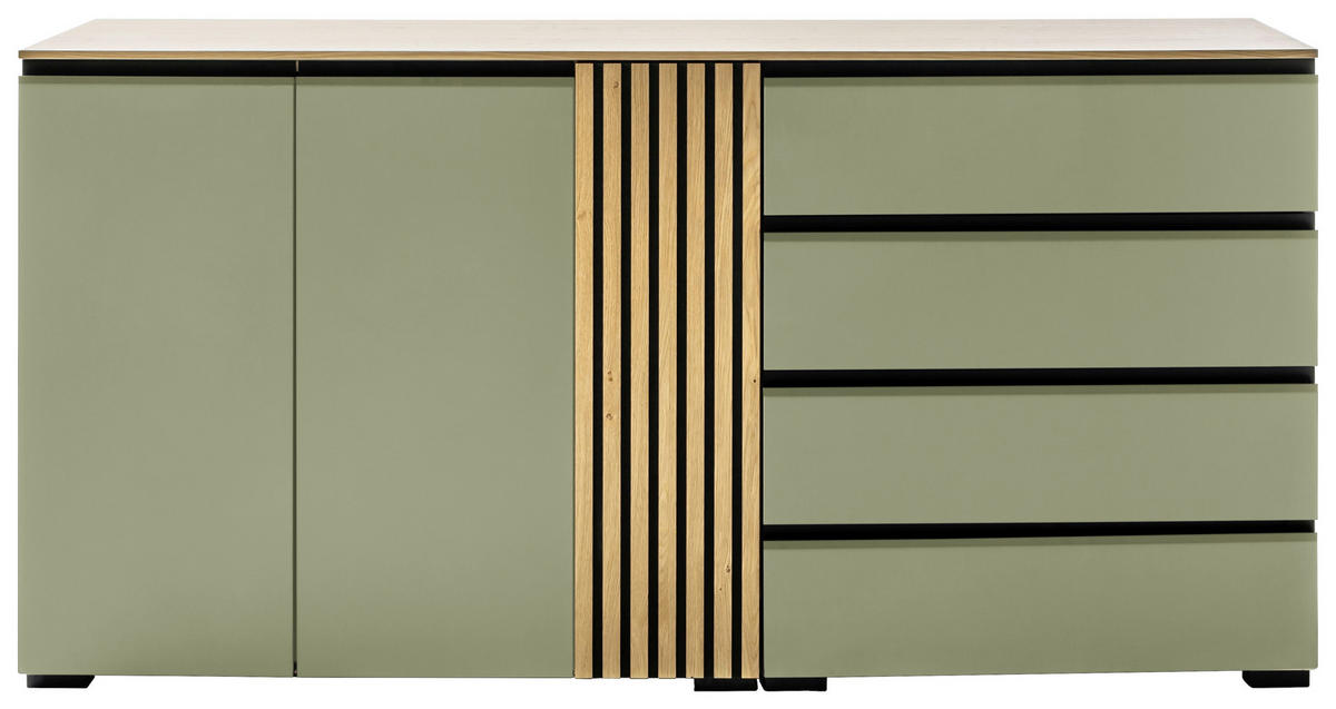 SIDEBOARD Wildeiche, Schilfgrün  187/92/45 cm  - Schilfgrün/Wildeiche, Design, Holz/Holzwerkstoff (187/92/45cm) - Moderano