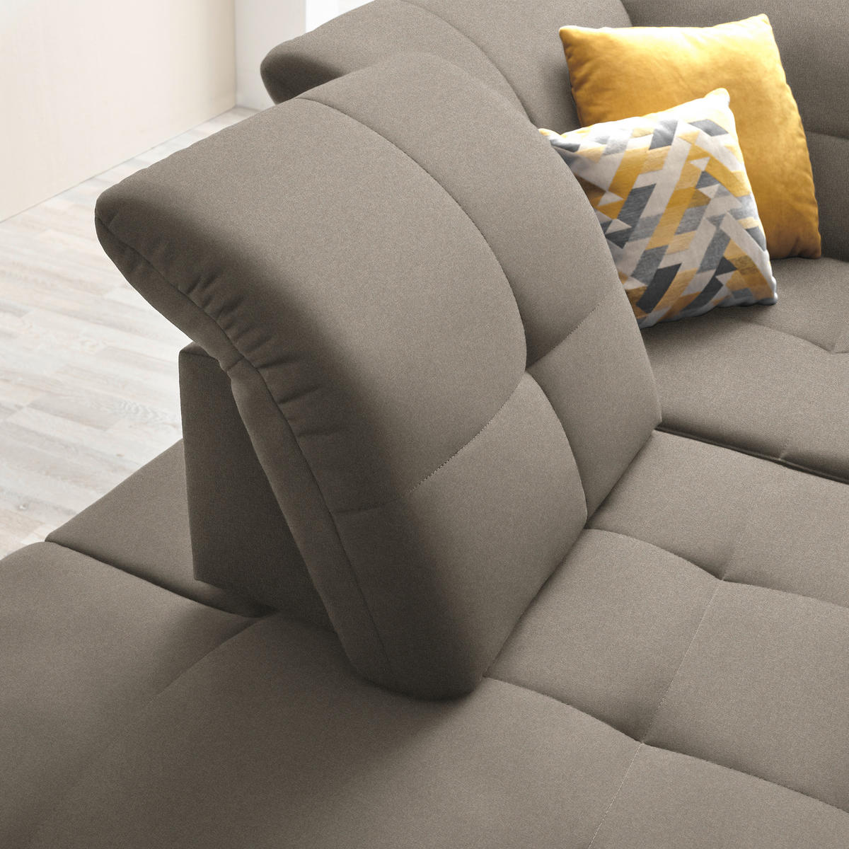ECKSOFA in Chenille Hellbraun  - Hellbraun/Schwarz, Design, Textil/Metall (240/308cm) - Xora