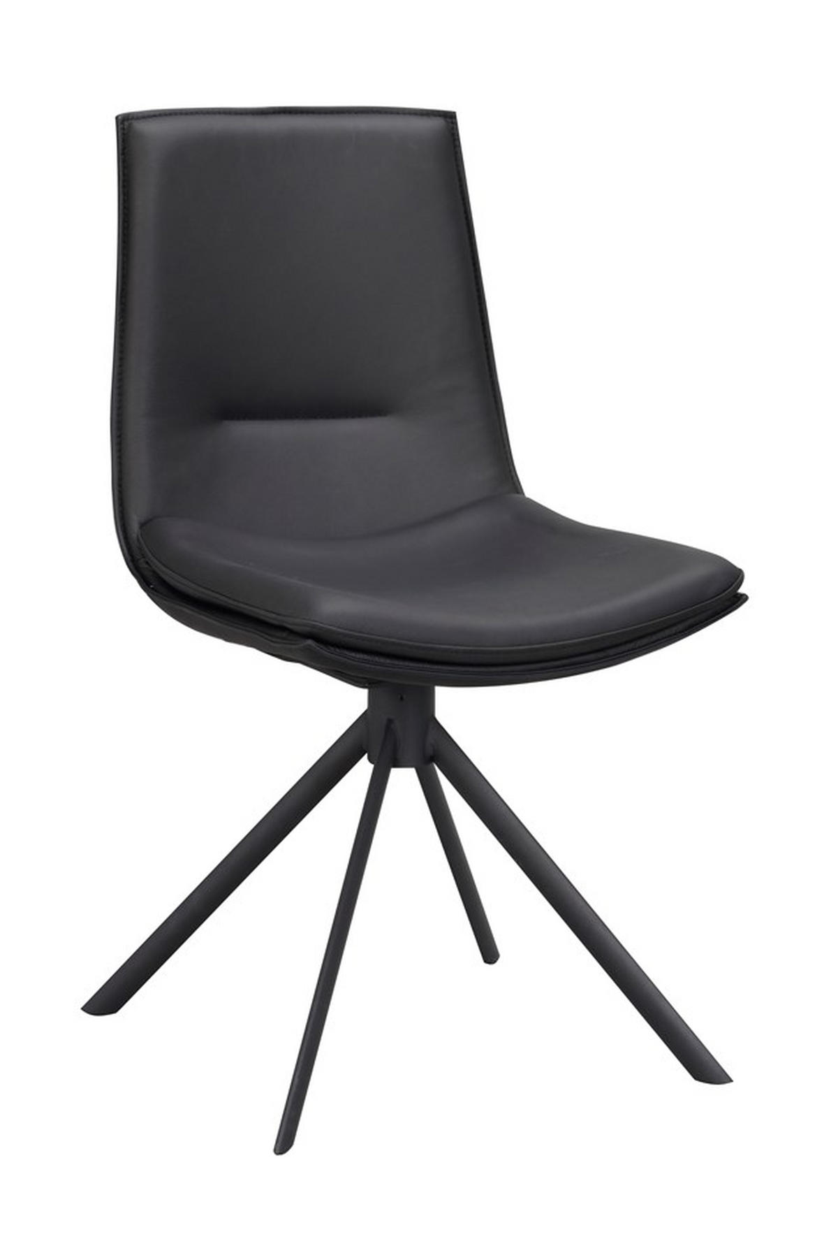 STOL MED UNDERREDE äkta läder  - svart/grå, Klassisk, metall/läder (46/86/61cm) - Rowico