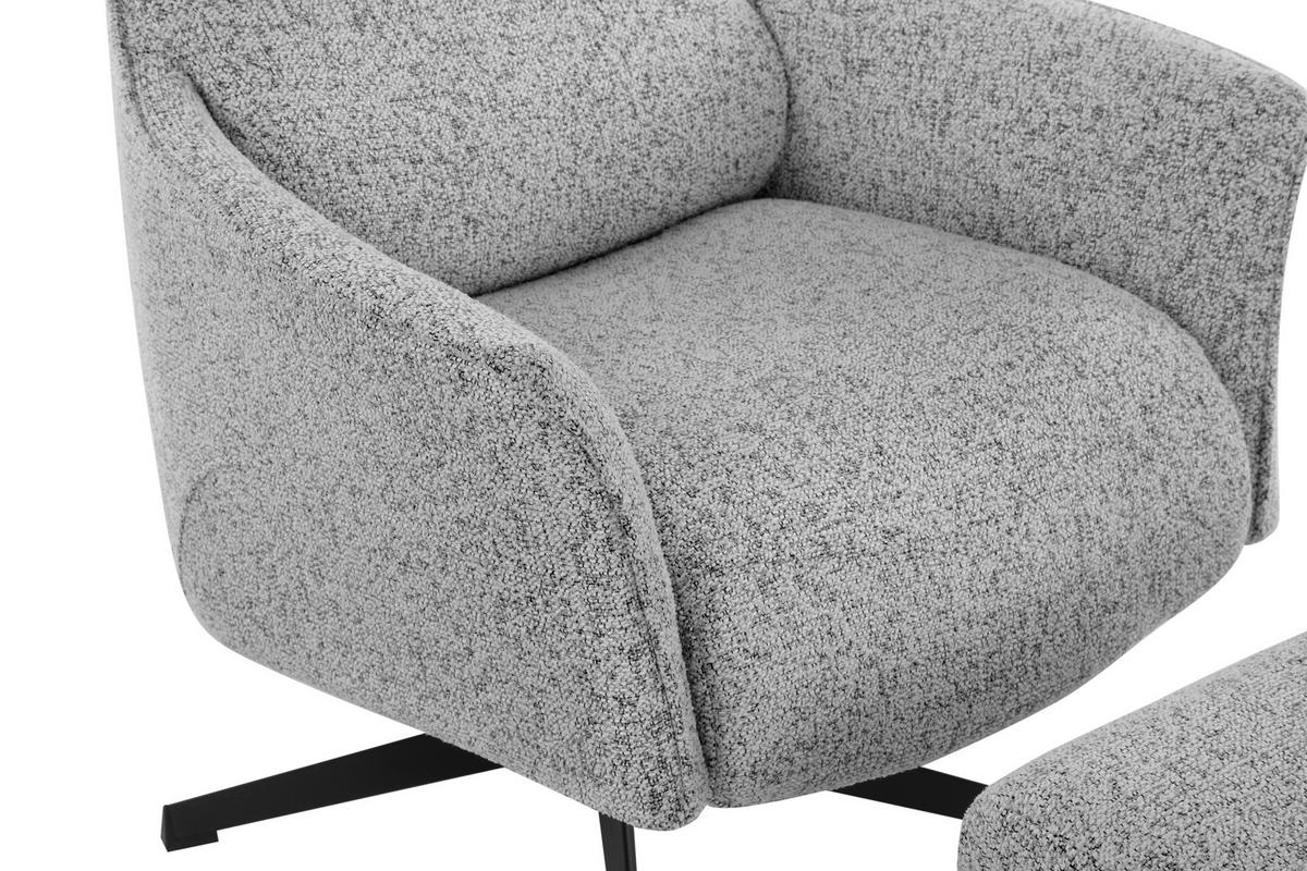 RELAXSESSELSET Mikrofaser Relaxfunktion    - Greige/Schwarz, Design, Textil/Metall (76/110/85.5cm) - Welnova