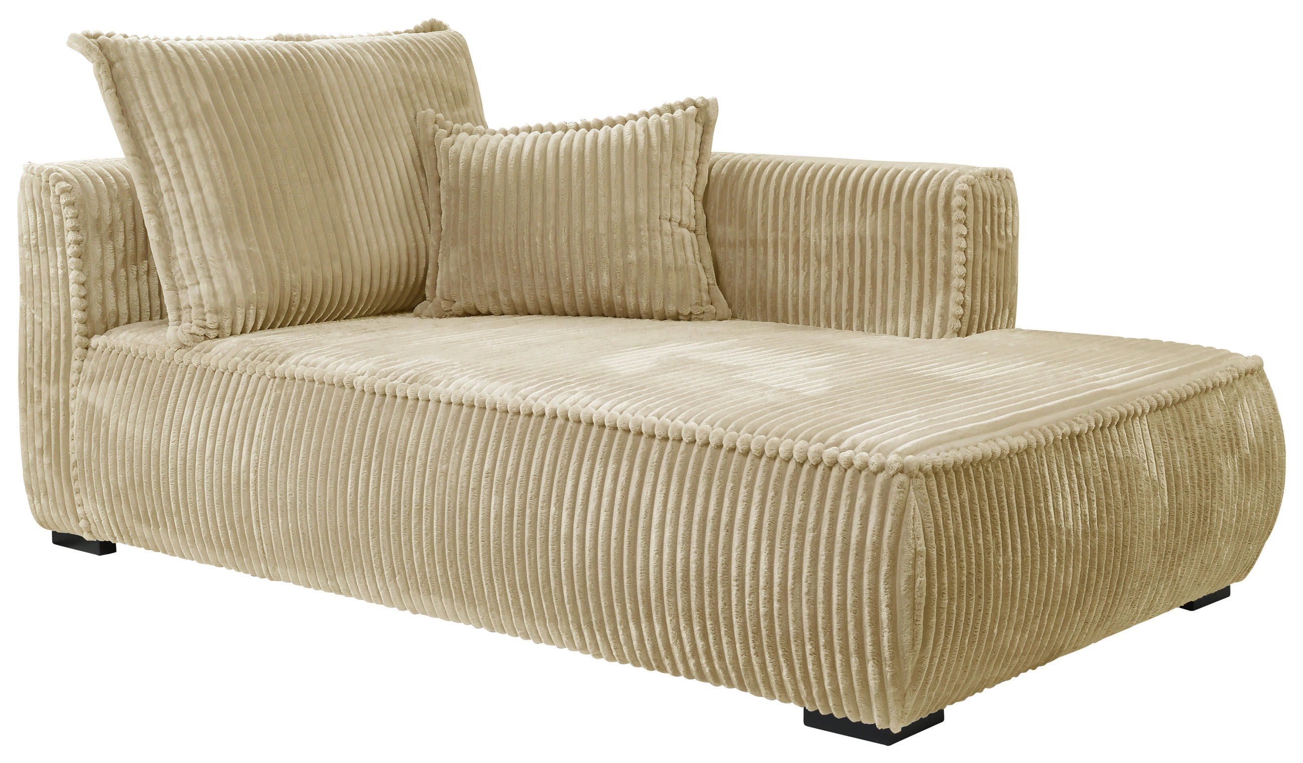 RÉCAMIERE Beige Cord  - Beige/Schwarz, Design, Holz/Textil (207/75/121cm) - MID.YOU