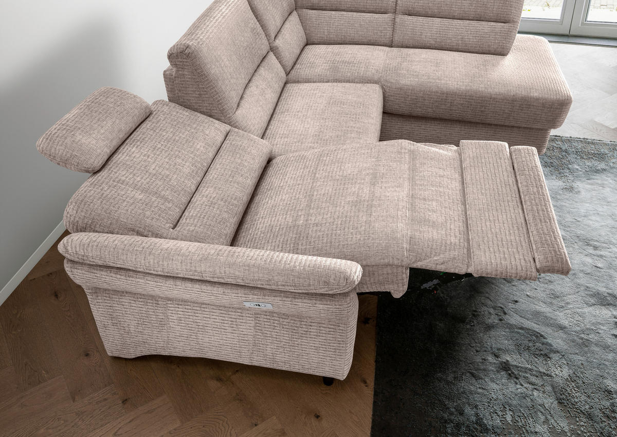 ECKSOFA in Mikrofaser Beige  - Beige/Schwarz, Modern, Holz/Textil (266/190cm) - Livetastic