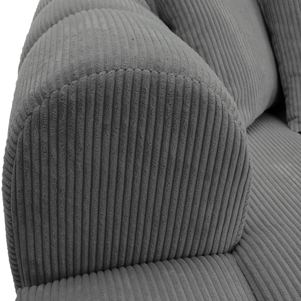 ECKSOFA Dunkelgrau Cord Zierkissen, Rücken echt  - Dunkelgrau/Schwarz, KONVENTIONELL, Kunststoff/Textil (162/313cm) - Carryhome