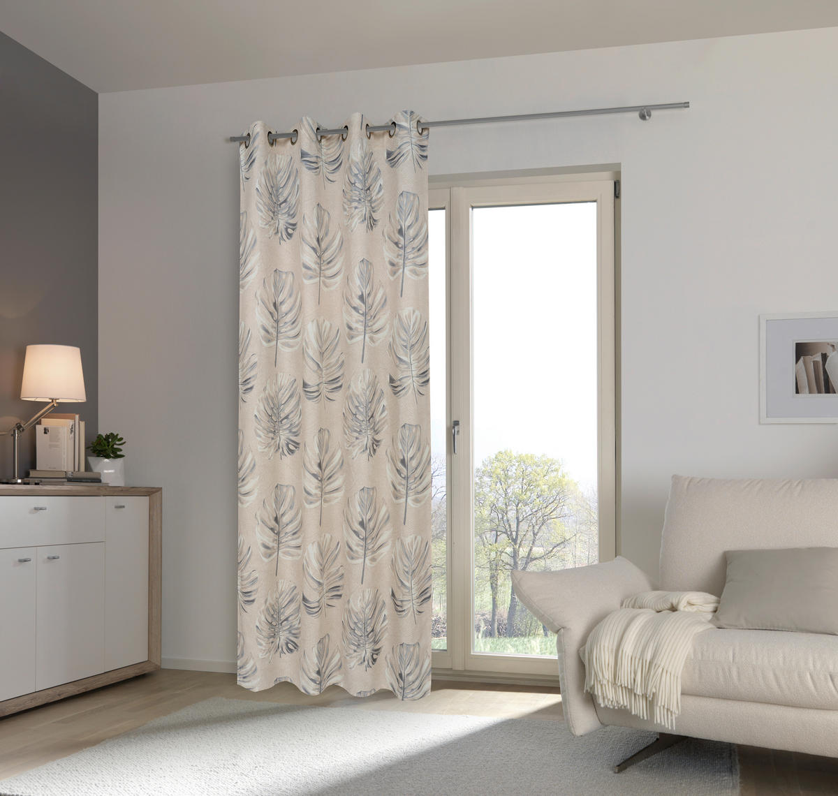 ÖSENVORHANG halbtransparent  - Grün, KONVENTIONELL, Textil (140/245cm) - Esposa