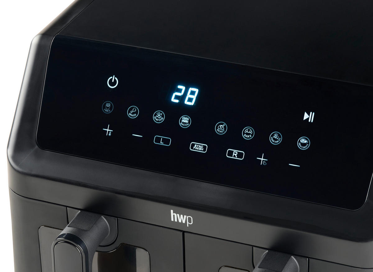 HEIßLUFTFRITTEUSE 4.5+4.5 l  - Schwarz, Basics, Kunststoff/Metall (39/38,5/30,5cm) - Homeware Profession.