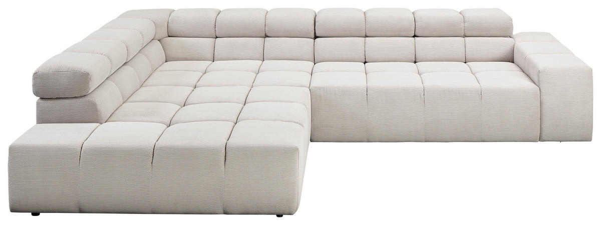 ECKSOFA in Cord Silberfarben, Hellgrau  215/319 cm  - Silberfarben/Hellgrau, Design, Kunststoff/Textil (215/319cm) - Hom`in
