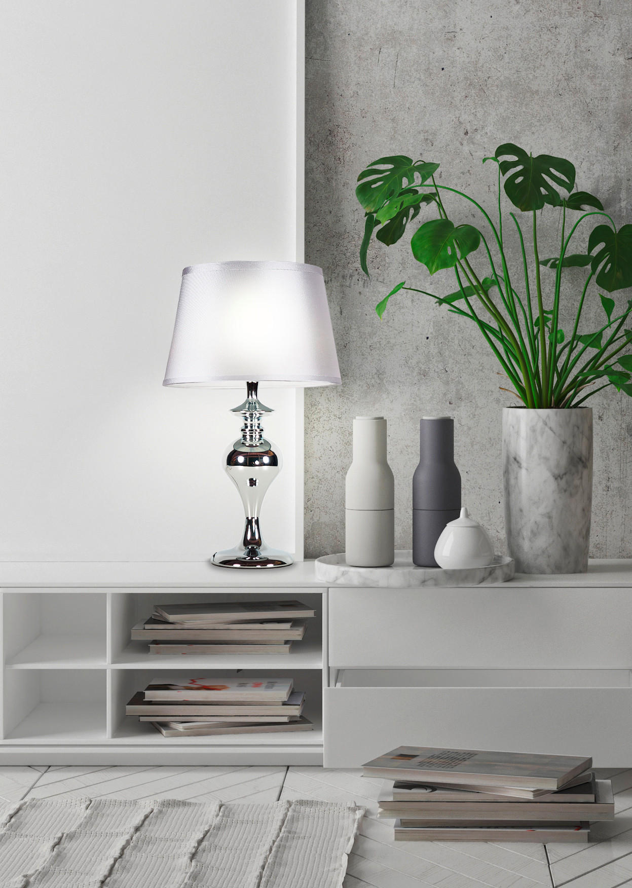 BORDSLAMPA 24/24/40 cm   - kromfärg, Klassisk, metall/textil (24/24/40cm)
