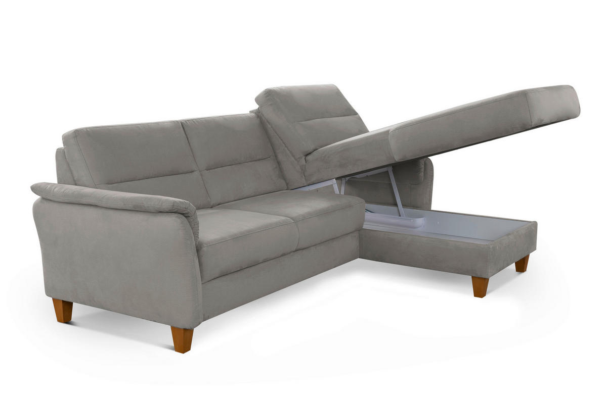 ECKSOFA in Mikrofaser Anthrazit  - Eichefarben/Anthrazit, Konventionell, Holz/Textil (244/163cm) - Sit & More