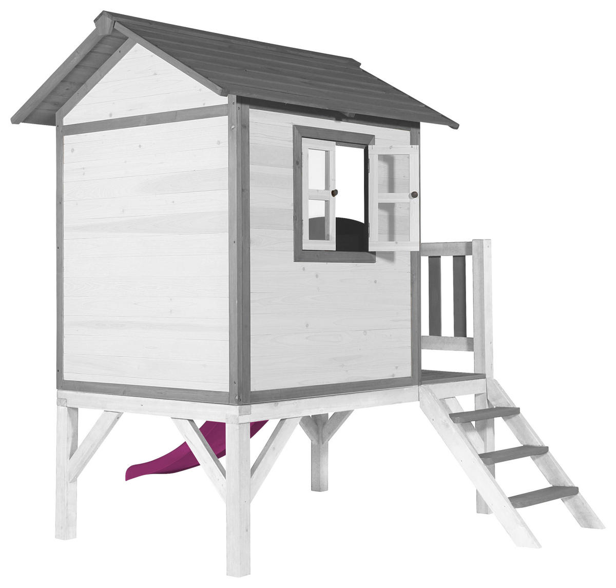 SPIELHAUS 240/189/167 cm  - Weiss/Lila, Konventionell, Holz/Kunststoff (240/189/167cm)