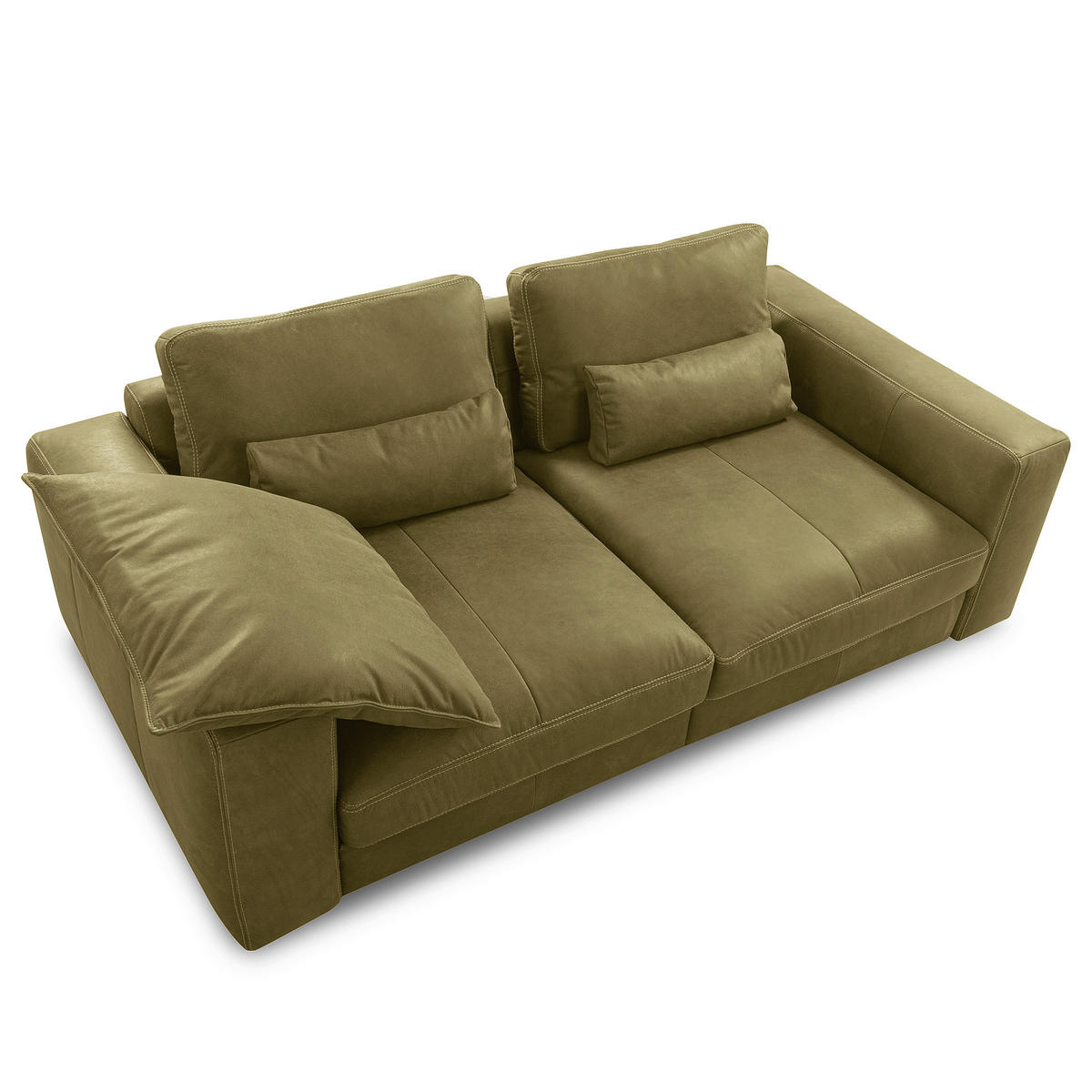 2-SITZER-SOFA  in Echtleder Olivgrün   - Beige/Schwarz, Design, Leder/Kunststoff (240/85/123cm) - Livetastic