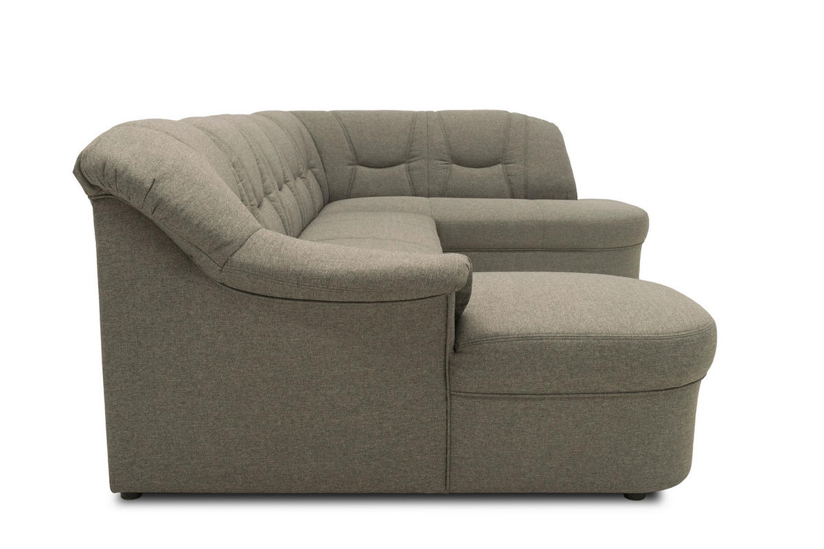 WOHNLANDSCHAFT in Mikrofaser Graubraun  - Graubraun/Schwarz, KONVENTIONELL, Kunststoff/Textil (146/295/180cm) - MID.YOU