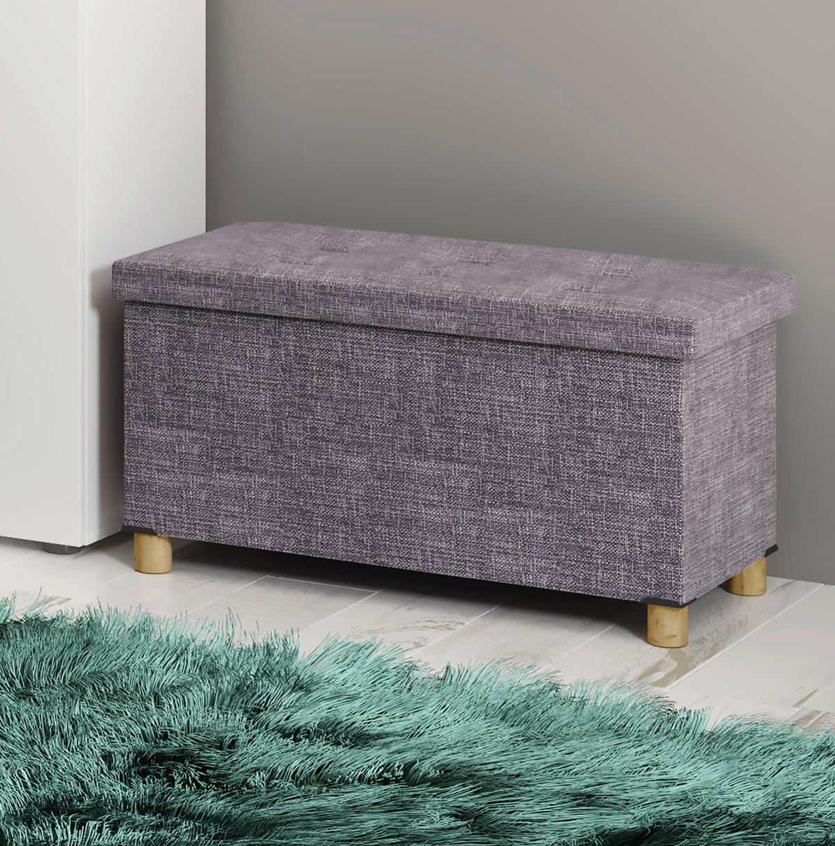 TRUHENBANK in Textil 76/40/38 cm  - Hellgrau/Braun, MODERN, Holzwerkstoff/Textil (76/40/38cm) - MID.YOU