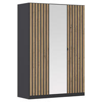 DREHTÜRENSCHRANK Grau, Eiche Artisan  - Eiche Artisan/Grau, Modern, Holzwerkstoff/Metall (136/197/54cm) - Rauch Möbel