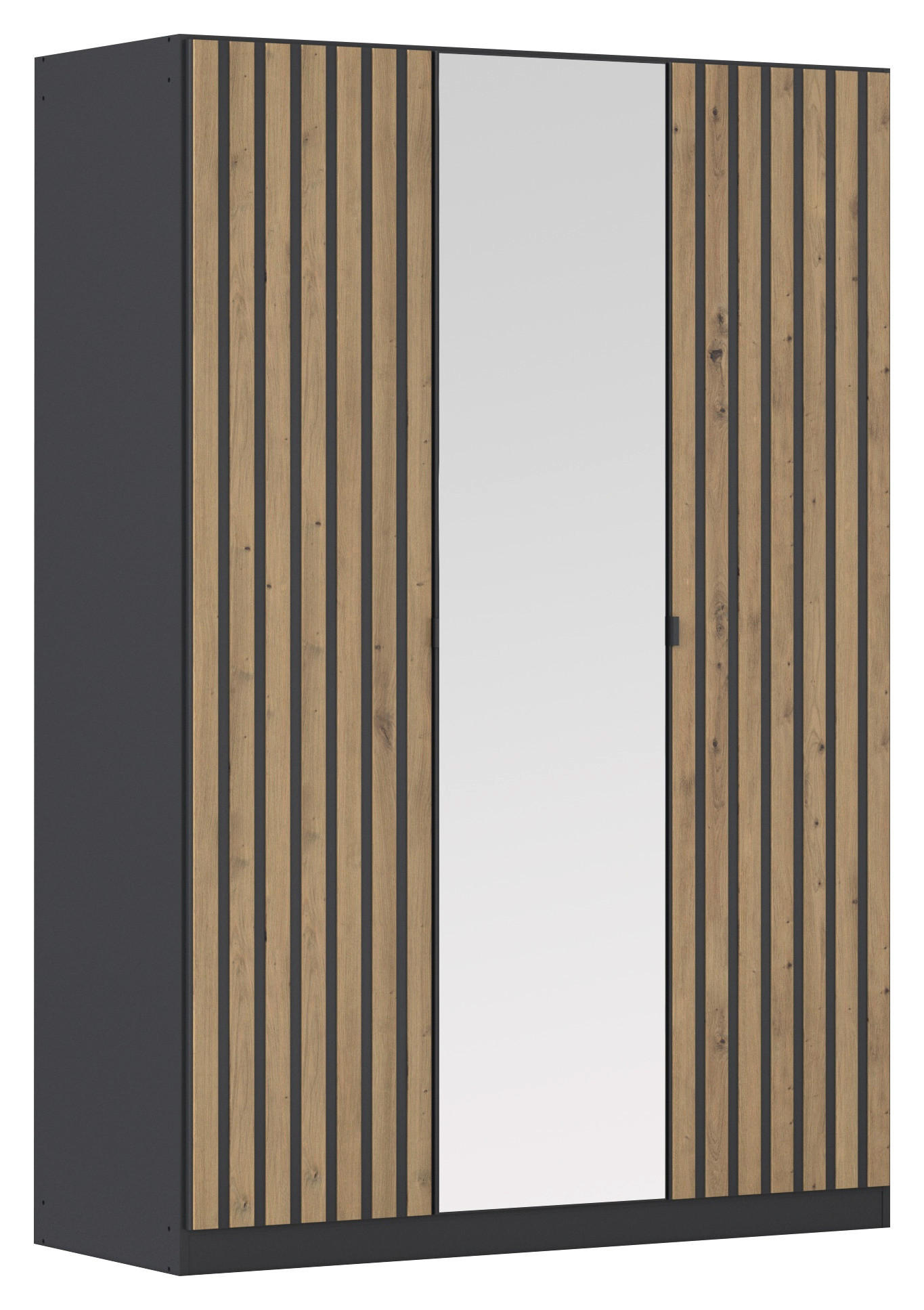 Rauch Möbel Drehtürenschrank Grau, Eiche Artisan 136x197x54 cm