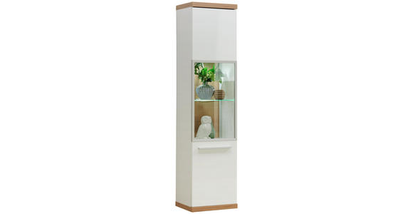 HÄNGEVITRINE in Weiß, Eichefarben - Chromfarben/Eichefarben, MODERN, Glas/Holzwerkstoff (40/165/31cm) - Hom`in