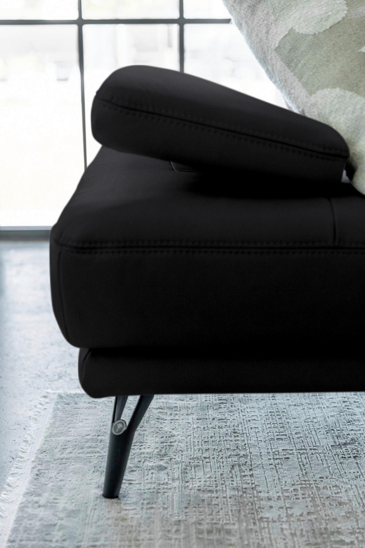 ECKSOFA Echtleder Schwarz  - Schwarz, Konventionell, Leder/Metall (180/301cm) - Joop!
