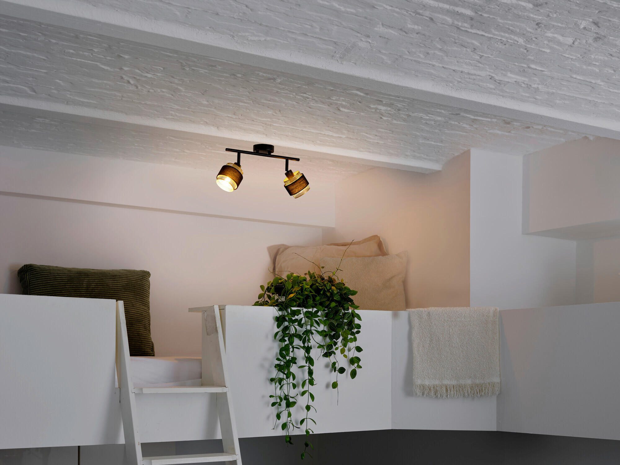 DECKENLEUCHTE    36/12/22,5 cm  - Goldfarben/Schwarz, KONVENTIONELL, Textil/Metall (36/12/22,5cm) - Osram