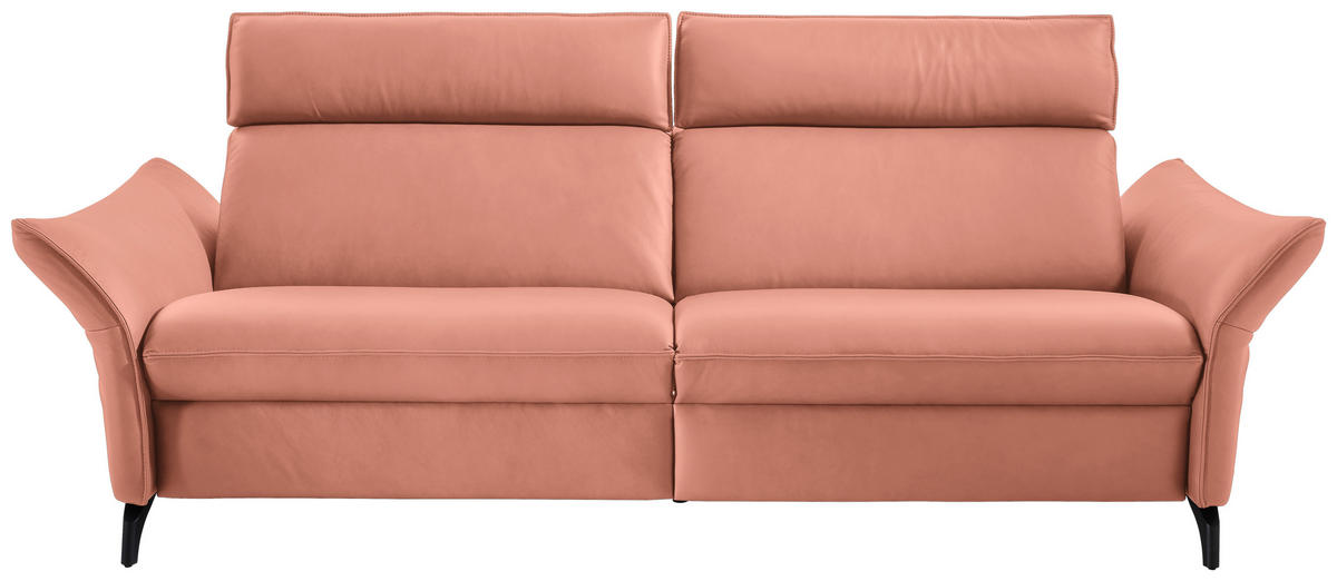 3-SITZER-SOFA in Echtleder Koralle  - Koralle/Anthrazit, Design, Leder/Metall (224/94/95cm) - Himolla