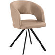 ARMLEHNSTUHL  Stoffauswahl, Typenauswahl, inklusive Armlehnen Mikrofaser, Lederlook (vegan)  - Beige/Schwarz, KONVENTIONELL, Textil/Metall (56/84/59cm) - Moderano