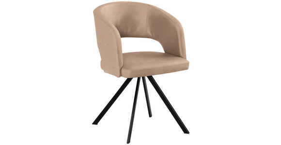 ARMLEHNSTUHL  Stoffauswahl, Typenauswahl, inklusive Armlehnen Mikrofaser, Lederlook (vegan)  - Beige/Schwarz, KONVENTIONELL, Textil/Metall (56/84/59cm) - Moderano