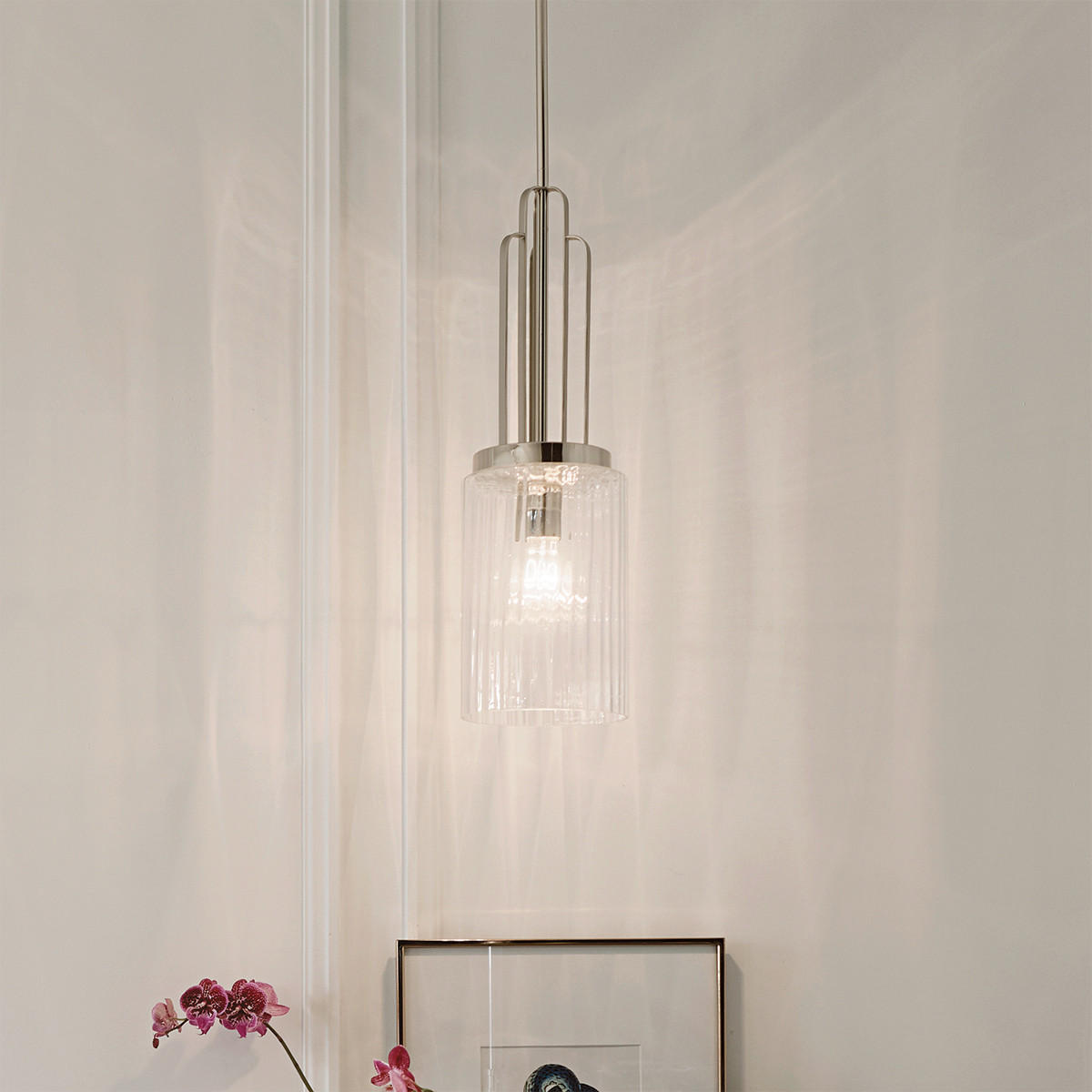 HÄNGELEUCHTE Elstead Kimrose 17.8/69.8 cm   - Nickelfarben, KONVENTIONELL, Glas/Metall (17.8/69.8cm) - Elstead Lighting