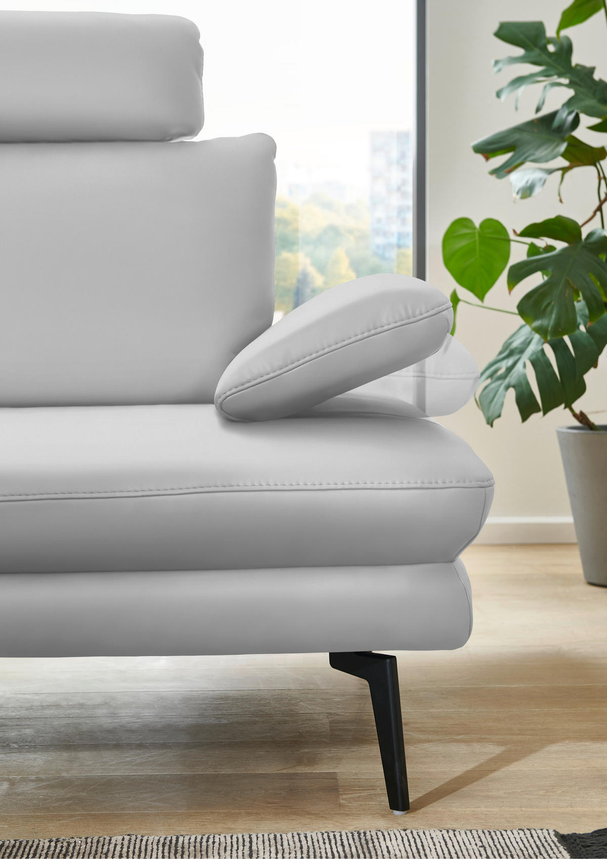 ECKSOFA in Echtleder Weiss  - Weiss/Schwarz, Design, Leder/Metall (180/310cm) - Dieter Knoll