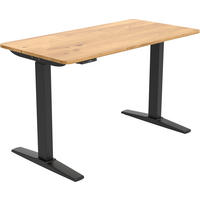 Birou, 120/60/71-116 cm, metal, plastic, material pe bază de lemn - stejar Artisan/negru, Modern, plastic/metal (120/60/71-116cm) - Carryhome