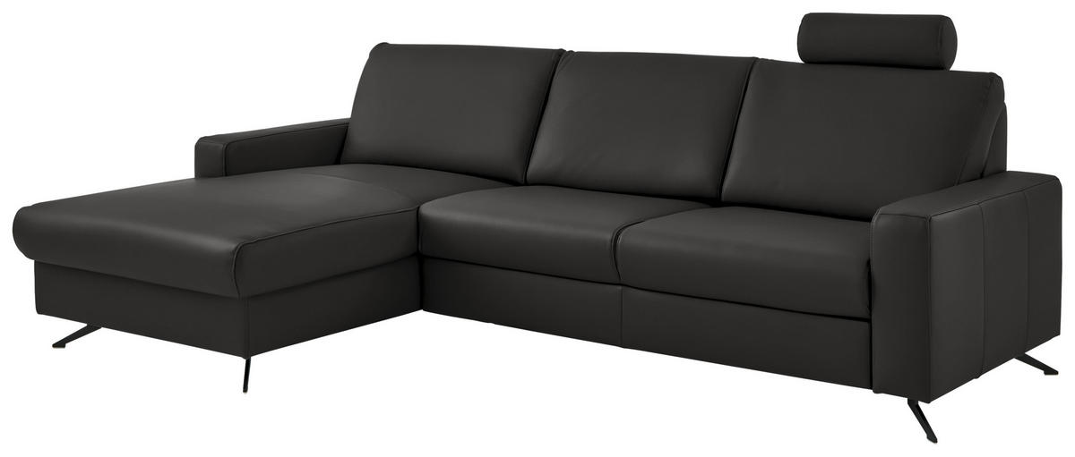 ECKSOFA in Echtleder Dunkelgrau  165/267 cm  - Dunkelgrau/Schwarz, Design, Leder/Metall (165/267cm) - Lomoco