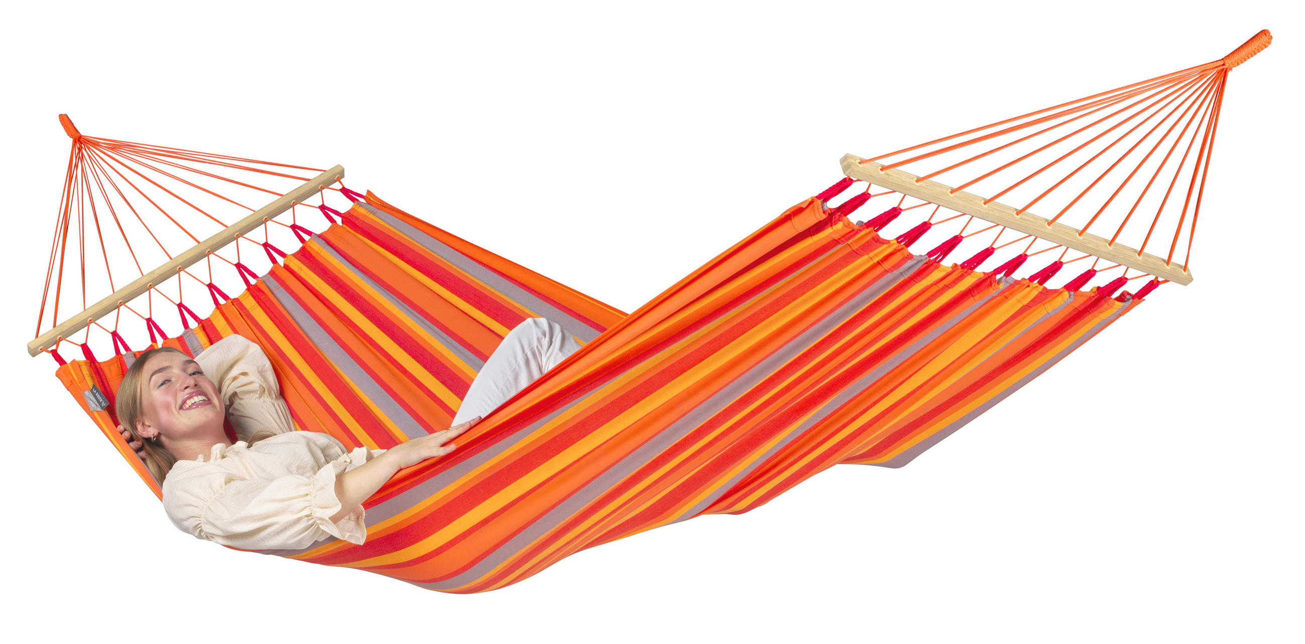HÄNGEMATTE single bar outdoor  - Gelb/Rot, KONVENTIONELL, Holz/Textil (140/300cm) - La Siesta
