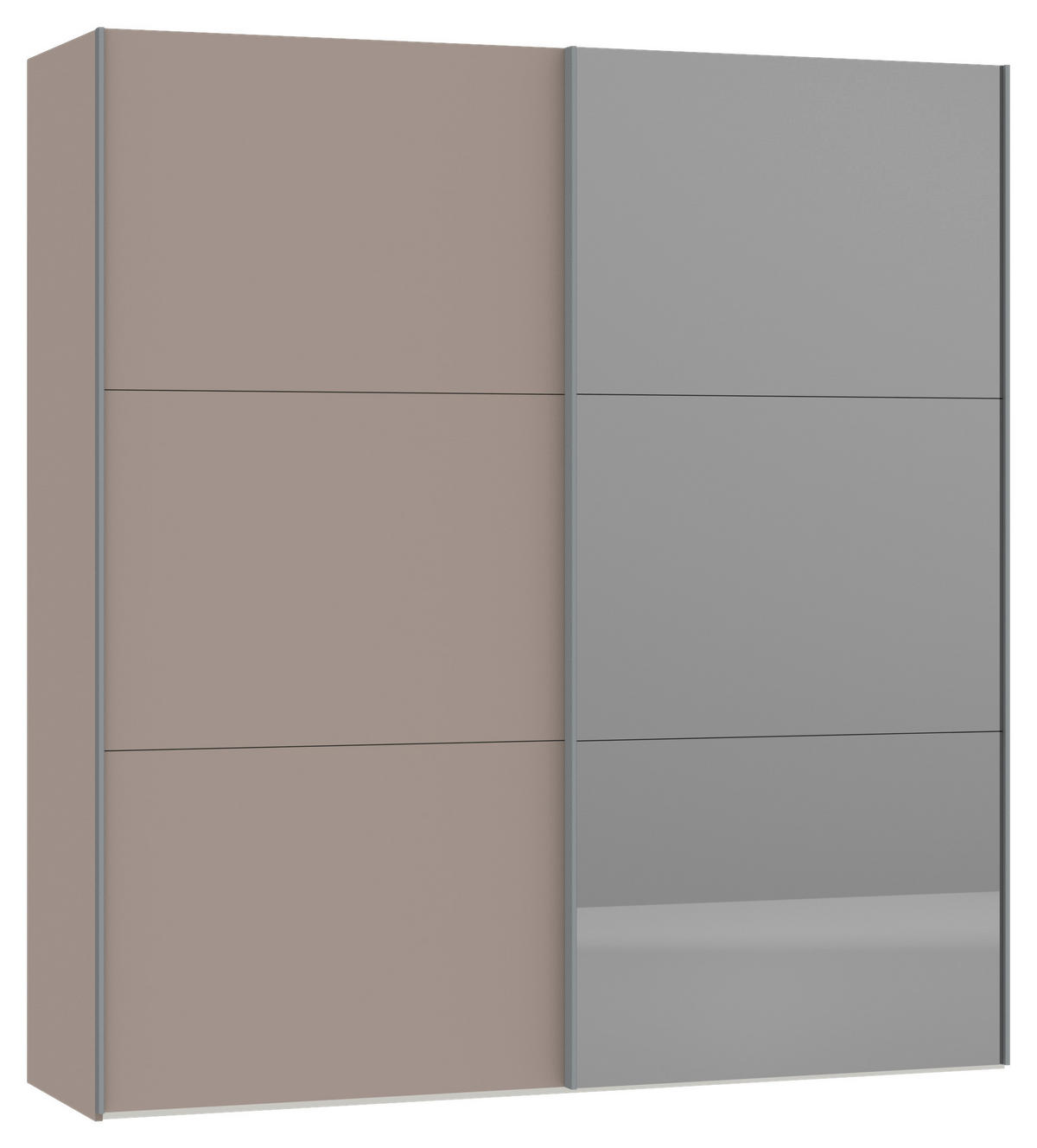 SCHWEBETÜRENSCHRANK 203/220/65 cm 2-türig Hellbraun  - Hellbraun/Silberfarben, Design, Glas/Holzwerkstoff (203/220/65cm) - Jutzler