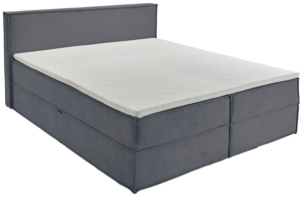 BOXBETT 180/200 cm,  in Anthrazit, Bettkasten, Topper, H3 + H3 = fest  - Anthrazit/Schwarz, Design, Kunststoff/Textil (180/200cm) - Chameo