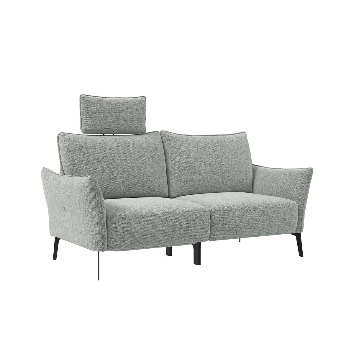 3-SITZER-SOFA Chenille Hellgrau  - Hellgrau/Schwarz, Konventionell, Textil/Metall (184/90/92cm) - Elegando