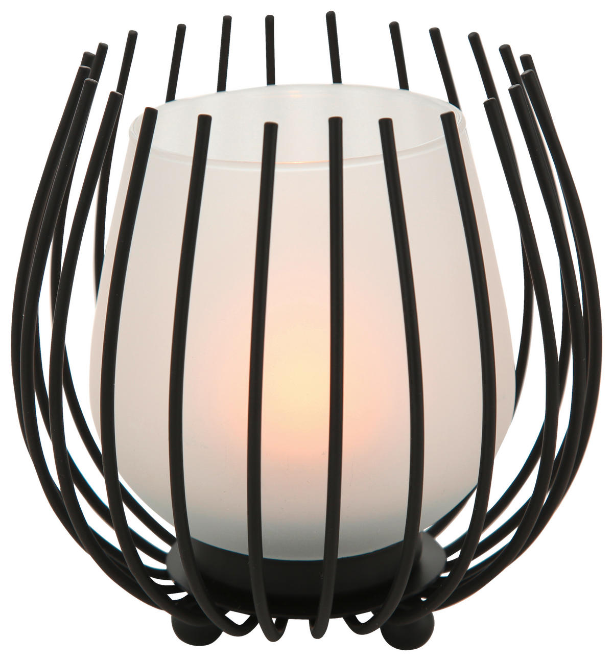 TEELICHTHALTER-SET 2-teilig  - Schwarz, Design, Glas/Metall (12/12cm) - Boltze Home