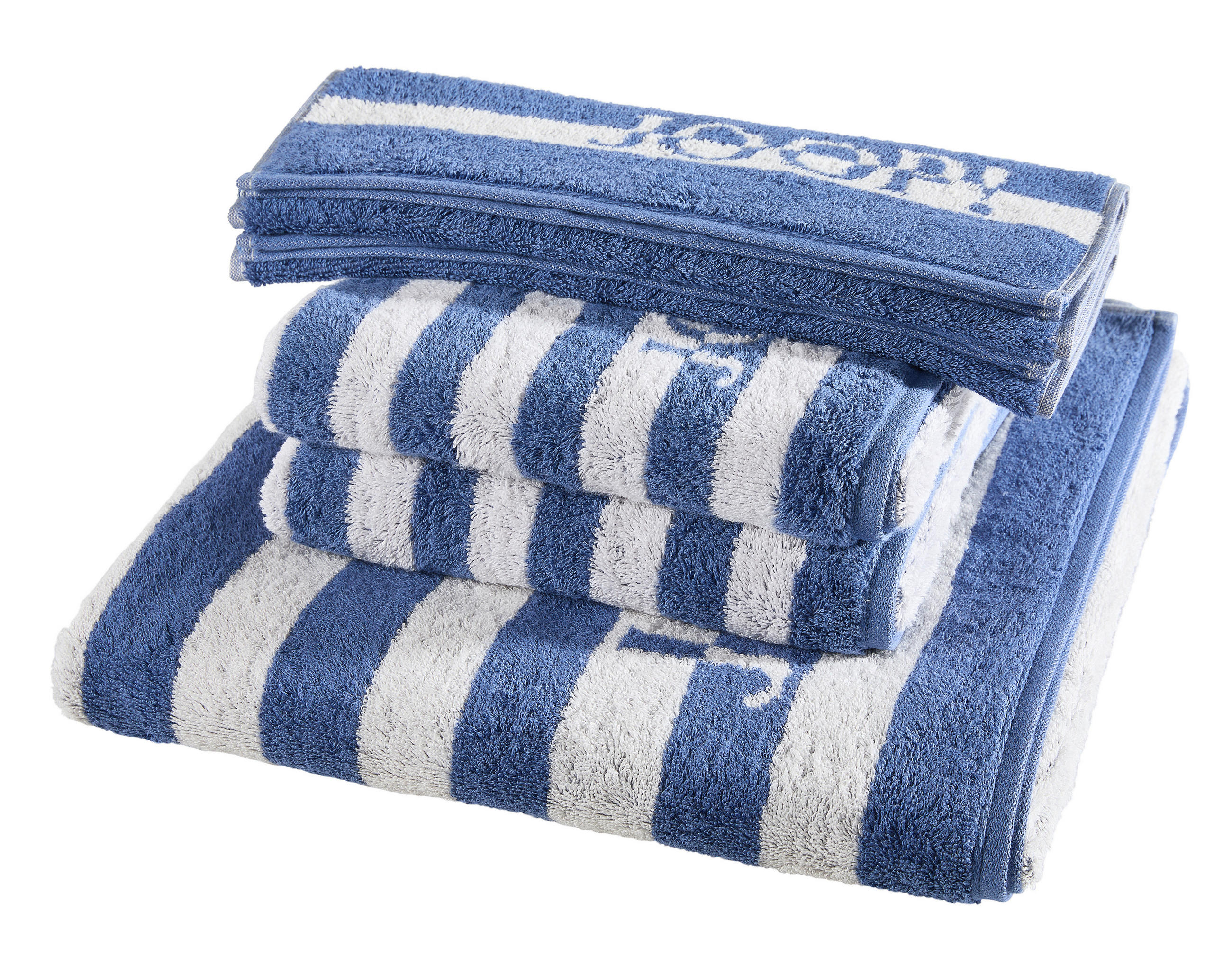 FROTTIERSET Split Stripes Blau 5-teilig  - Blau, Basics, Textil - Joop!