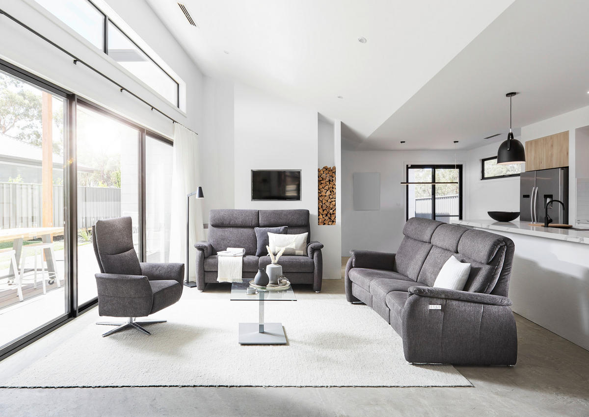 TRAPEZSOFA Flachgewebe Anthrazit  - Anthrazit, KONVENTIONELL, Textil (222/107/102cm) - Pure Home Comfort