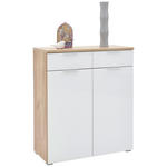 SCHUHSCHRANK  in 89/105/40 cm  - Eichefarben/Silberfarben, Design, Glas/Holzwerkstoff (89/105/40cm) - Voleo