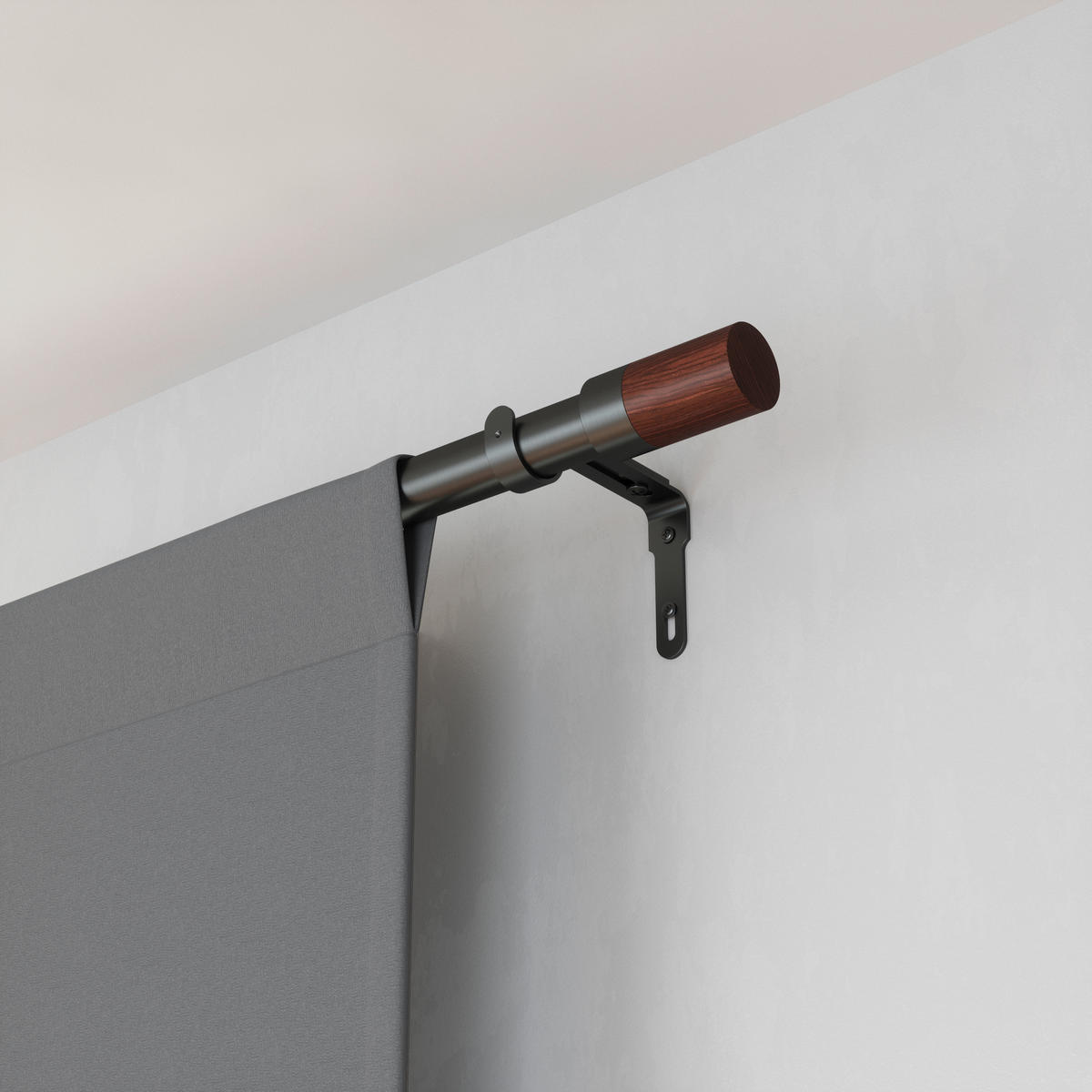 VORHANGSTANGE 380 cm  - Grau, KONVENTIONELL, Holz/Metall (380cm) - Umbra
