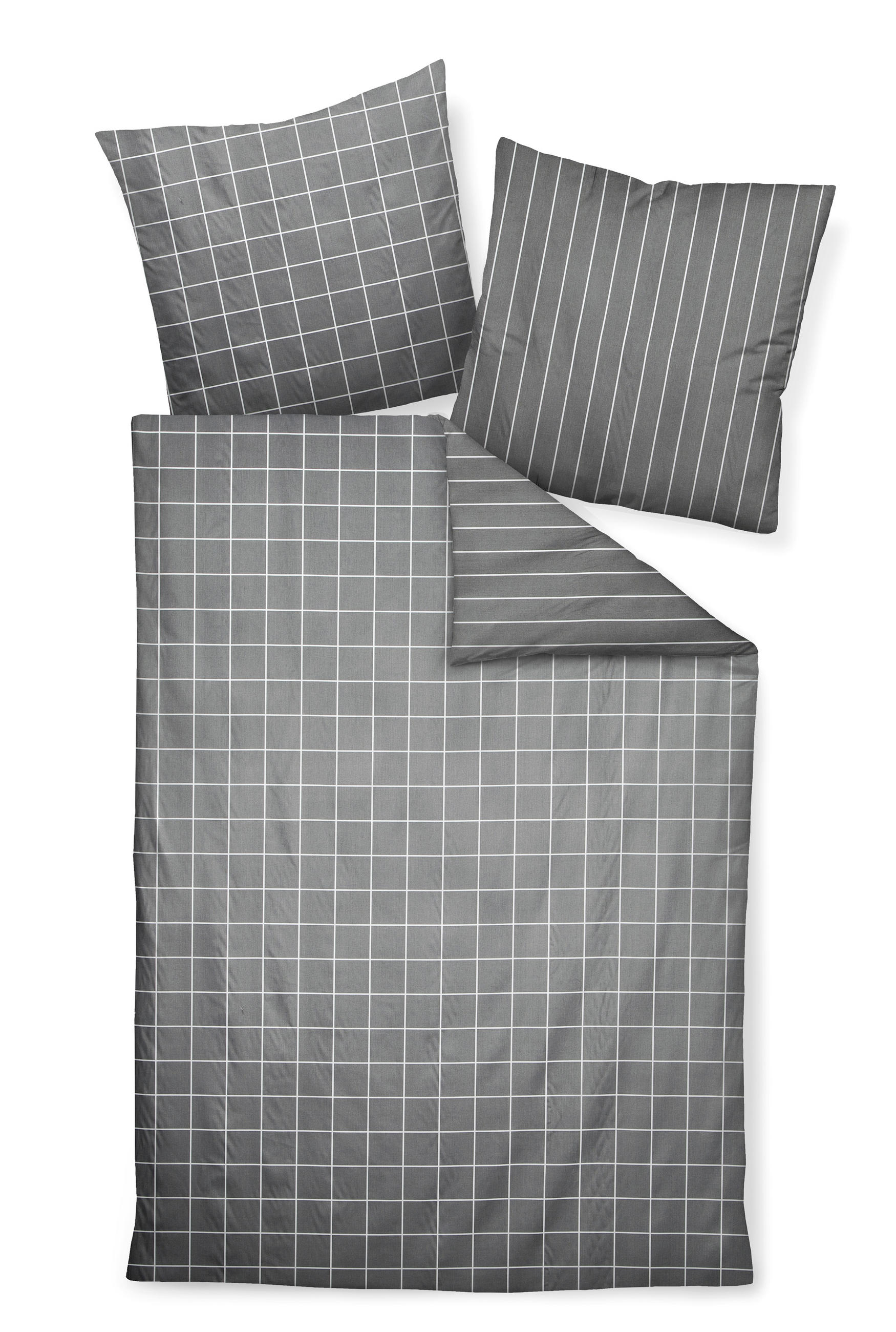 WENDEBETTWÄSCHE Giulietta Makosatin  - Anthrazit/Weiß, KONVENTIONELL, Textil (135/200cm) - Janine