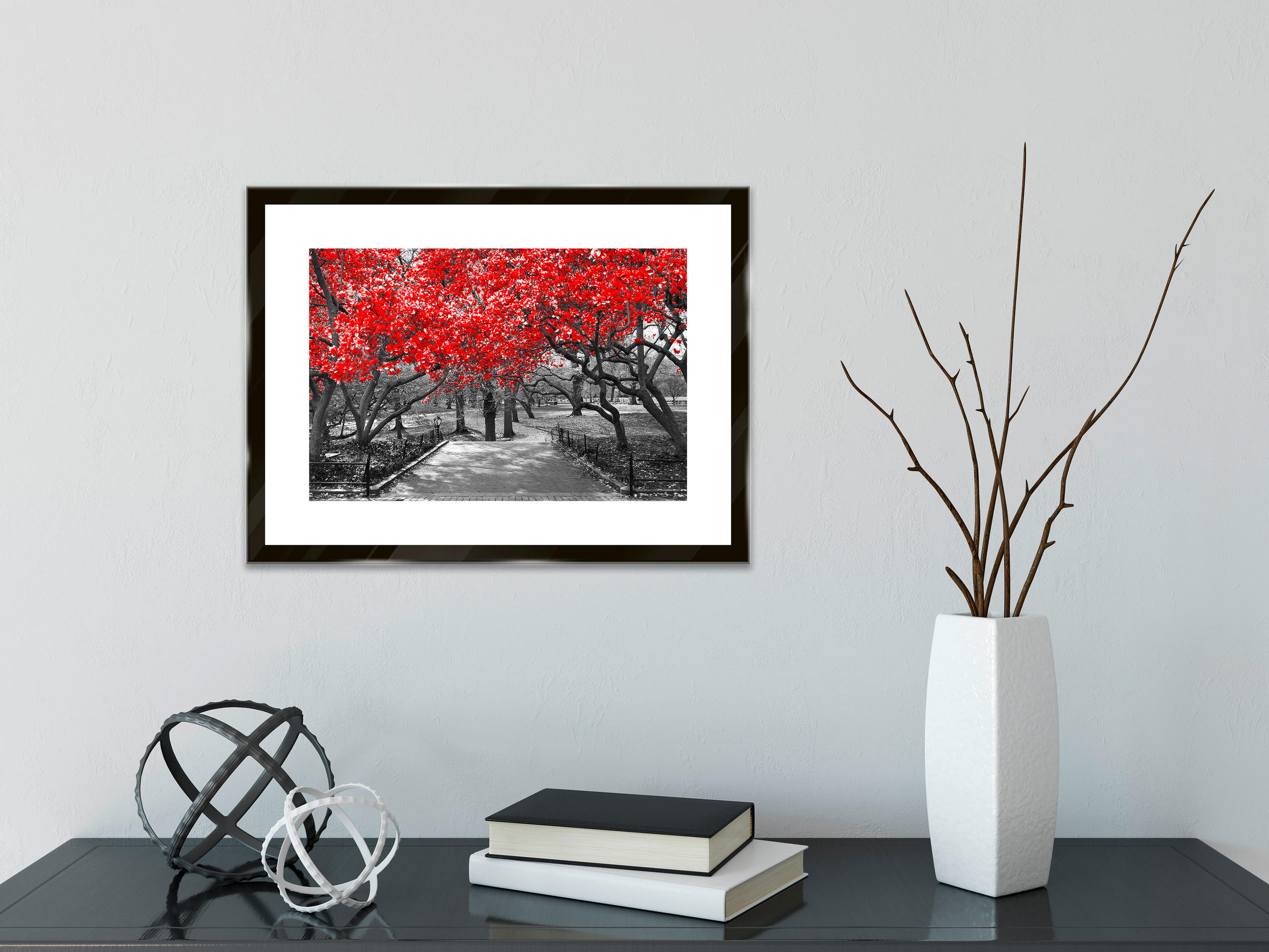 GLASBILD Bäume 30/40 cm  - Rot/Schwarz, Basics, Glas (30/40cm) - Euroart