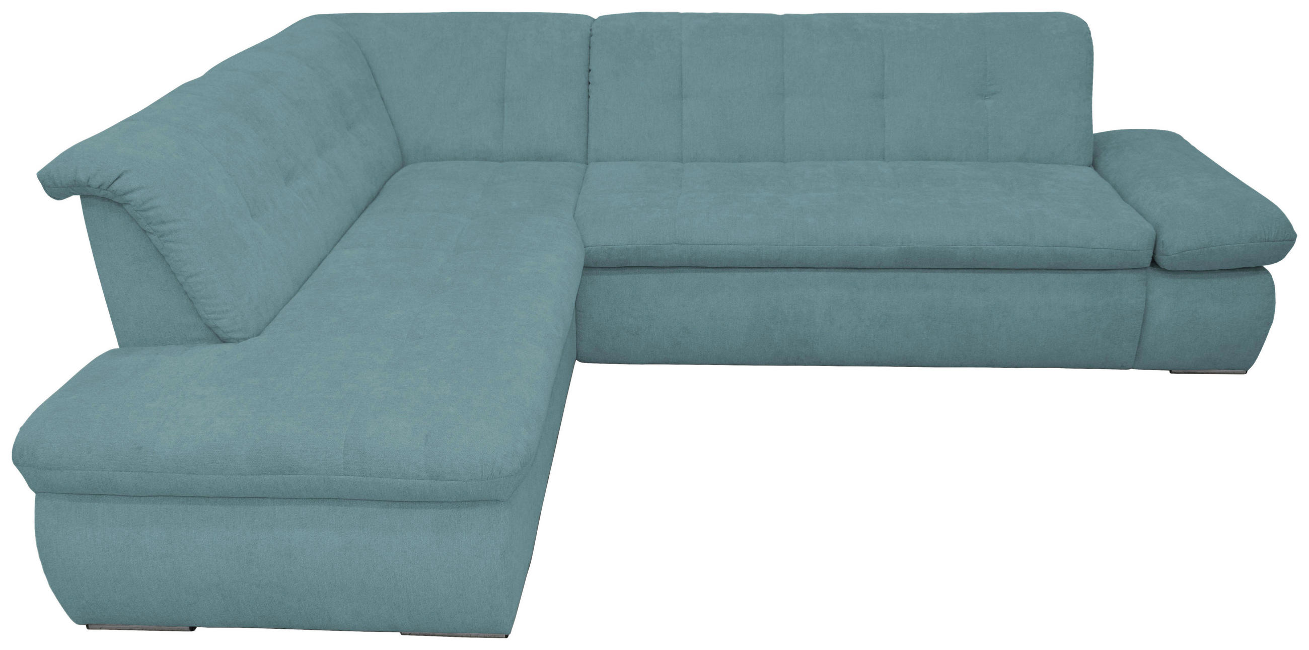 Ecksofa Petrol Mikrofaser - Chromfarben/Petrol, KONVENTIONELL, Textil/Metall (216/273cm) - MID.YOU