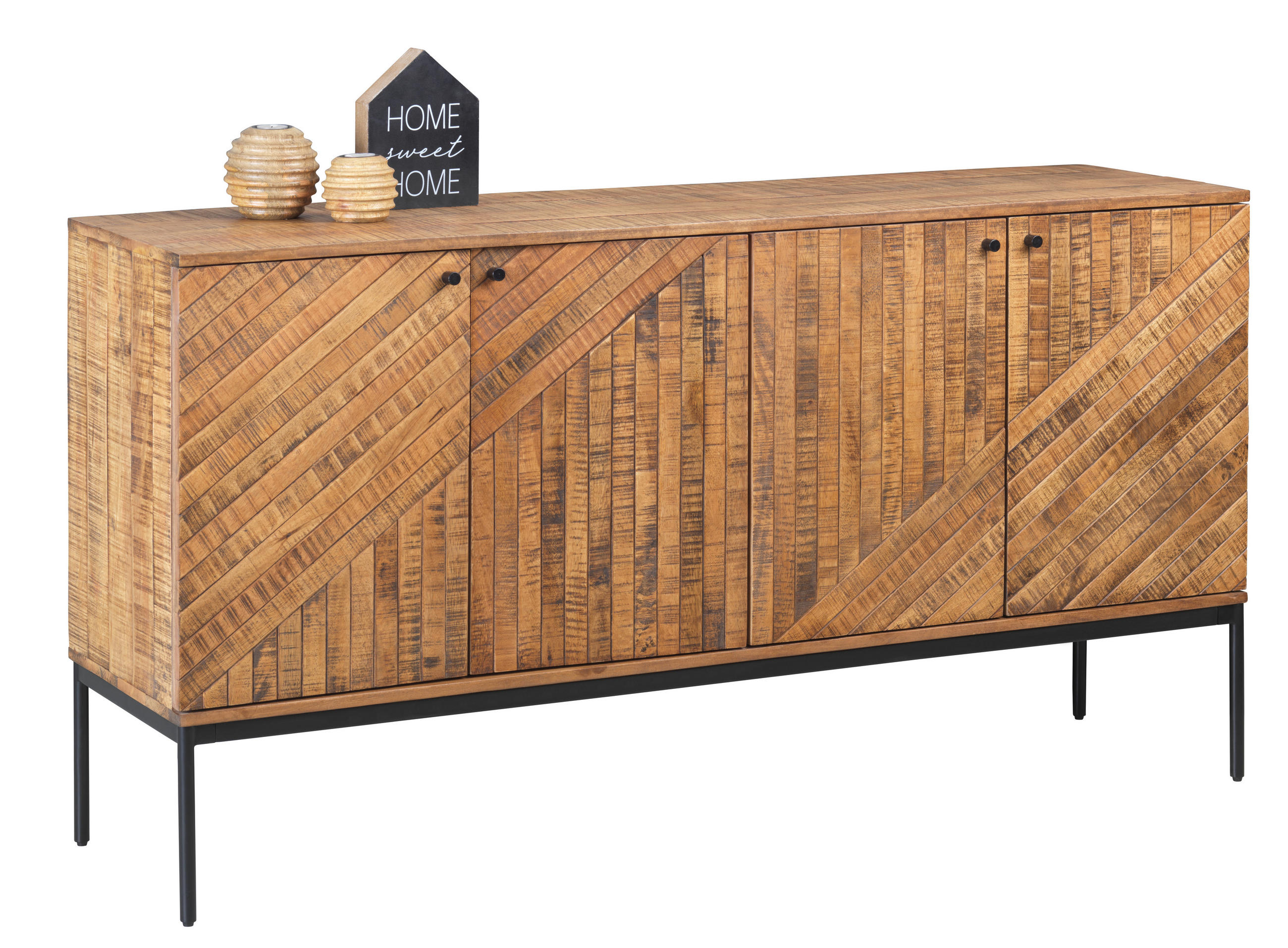 ŠIROKÁ KOMODA, staré dřevo, černá, světle hnědá, 150/78/40 cm - černá/světle hnědá, Lifestyle, kov/dřevo (150/78/40cm) - Ambia Home