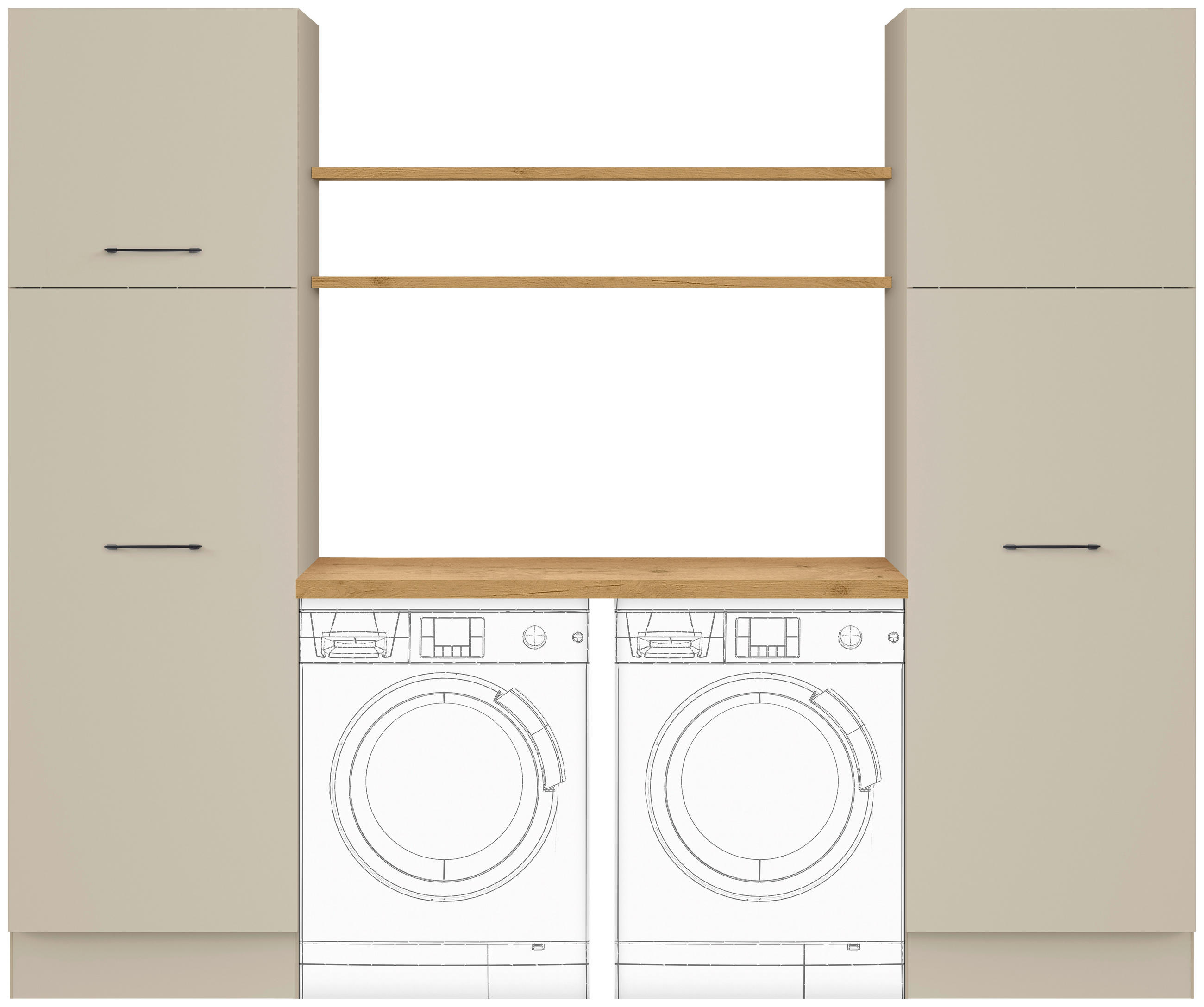 HAUSWIRTSCHAFTSRAUM Hellgrau  - Eichefarben/Hellgrau, Basics, Holzwerkstoff (245cm) - Impuls