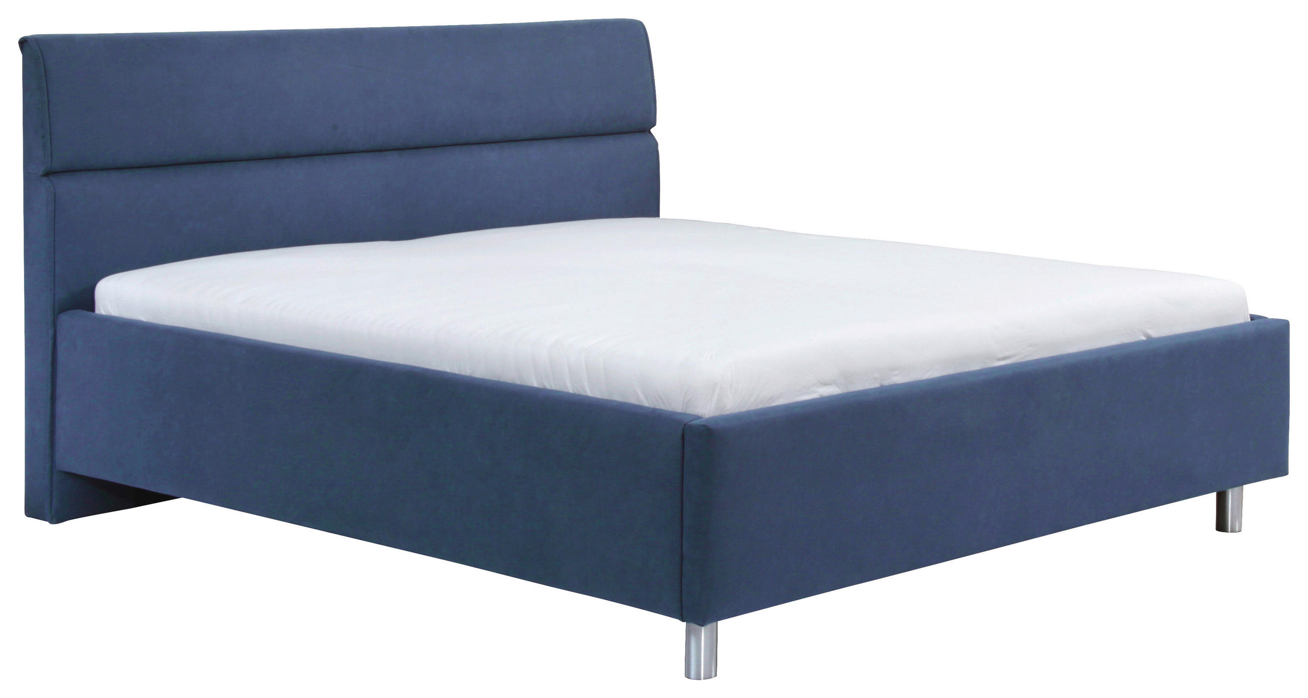 ČALÚNENÁ POSTEĽ, 180/200 cm, tmavomodrá - biela/tmavomodrá, Konventionell, kov/drevo (180/200cm) - Esposa